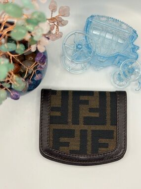 Fendi Brown FF Logo coin wallet